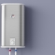 Graphic of a new hot water heater tank fitted and installed against gray background